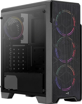 Корпус Aerocool Ore Saturn FRGB-G-BK-v1 черный без БП ATX 3x120mm 2xUSB2.0 1xUSB3.0 audio CardReader bott PSU - купить недорого с доставкой в интернет-магазине