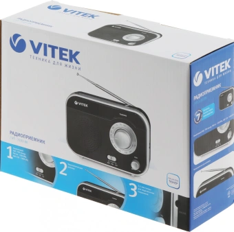 Радиоприемник настольный Vitek VT-3593 черный - купить недорого с доставкой в интернет-магазине