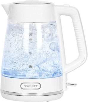 Чайник электрический Scarlett SC-EK27G104 1.7л. 2200Вт белый корпус: стекло/пластик - купить недорого с доставкой в интернет-магазине