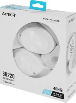 Гарнитура мониторные A4Tech Fstyler BH220 белый беспроводные bluetooth оголовье (BH220 WHITE) - купить недорого с доставкой в интернет-магазине
