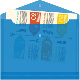 Конверт на кнопке Бюрократ -PK860BLU/1 A4 гориз. расшир. пластик 0.18мм синий - купить недорого с доставкой в интернет-магазине