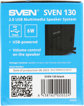 Колонки Sven 130 2.0 черный 6Вт портативные - купить недорого с доставкой в интернет-магазине