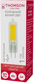Лампа светодиодная Thomson TH-B4219 4Вт цок.:G4 капсул. 220B 6500K св.свеч.бел.хол. (упак.:1шт) - купить недорого с доставкой в интернет-магазине