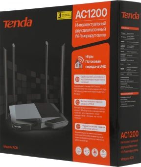 Роутер беспроводной Tenda AC6 AC1200 10/100BASE-TX черный - купить недорого с доставкой в интернет-магазине