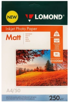 Фотобумага Lomond 0102064 A4/250г/м2/50л./белый матовое для струйной печати - купить недорого с доставкой в интернет-магазине