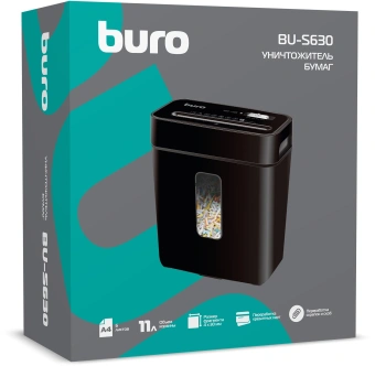Шредер Buro Home BU-S630 черный (секр.P-4) фрагменты 6лист. 11лтр. скрепки скобы пл.карты - купить недорого с доставкой в интернет-магазине