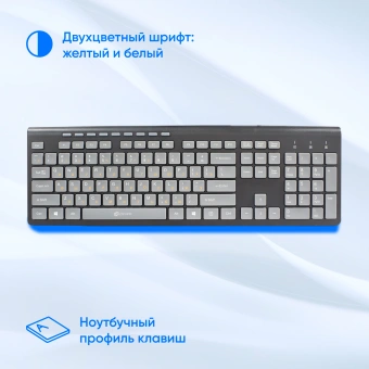 Клавиатура Оклик 480M черный/серый USB slim Multimedia (1067199) кабель 1.5м - купить недорого с доставкой в интернет-магазине