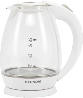 Чайник электрический Hyundai HYK-G2409 1.7л. 2200Вт белый/серебристый корпус: стекло/пластик - купить недорого с доставкой в интернет-магазине