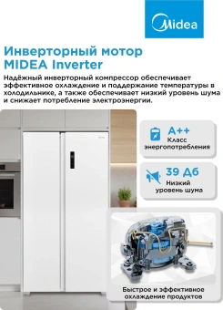 Холодильник Midea MDRS710FGE01 2-хкамерн. белый инвертер - купить недорого с доставкой в интернет-магазине