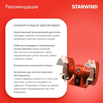 Электроточило Starwind BG150-400 400Вт 2950об/мин d=150мм t=16мм - купить недорого с доставкой в интернет-магазине