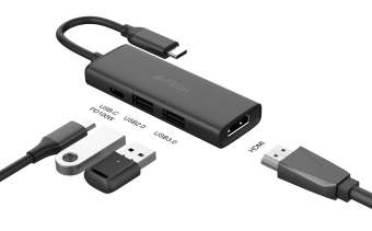 Разветвитель USB-C A4Tech DST-40C 2порт. серый - купить недорого с доставкой в интернет-магазине