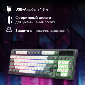 Клавиатура Оклик 731G серый/белый USB for gamer LED - купить недорого с доставкой в интернет-магазине