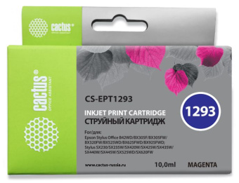Картридж струйный Cactus CS-EPT1293 T1293 пурпурный (10мл) для Epson B42/BX305/BX305F/BX320/BX525/BX625/SX420/SX425/SX525/SX622 с чипом - купить недорого с доставкой в интернет-магазине