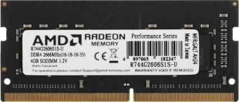 Память DDR4 4GB 2666MHz AMD R744G2606S1S-U Radeon R7 Performance Series RTL PC4-21300 CL16 SO-DIMM 260-pin 1.2В Ret - купить недорого с доставкой в интернет-магазине