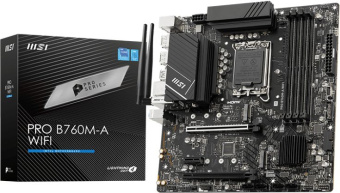 Материнская плата MSI PRO B760M-A WIFI Soc-1700 Intel B760 4xDDR5 mATX AC`97 8ch(7.1) 2.5Gg+HDMI+DP - купить недорого с доставкой в интернет-магазине