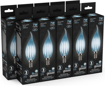 Лампа филам. Gauss Filament 7Вт цок.:E14 свеча 220B св.свеч.бел.нейт. CF35 (упак.:1шт) (104801207) - купить недорого с доставкой в интернет-магазине