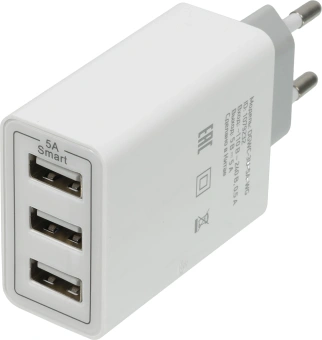 Сетевое зар./устр. Digma DGWC-3U-5A-WG 30W 3A (PD+QC) 3xUSB универсальное белый - купить недорого с доставкой в интернет-магазине