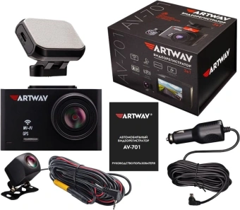 Видеорегистратор Artway AV-701 черный 8Mpix 2160x3840 2160p 170гр. GPS Novatek 96670 - купить недорого с доставкой в интернет-магазине
