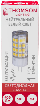 Лампа светодиодная Thomson TH-B4206 5Вт цок.:G4 капсул. 220B 4000K св.свеч.бел.нейт. (упак.:1шт) - купить недорого с доставкой в интернет-магазине