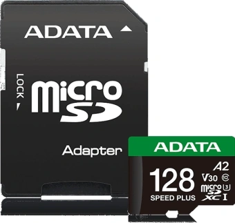 Флеш карта microSDXC 128GB A-Data UD128GUI3V30A2SP-RA1 Speed Plus V30 A2 + adapter - купить недорого с доставкой в интернет-магазине