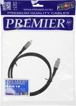 Кабель Premier 100W/4K 60HZ/20GBS USB Type-C (m)-USB Type-C (m) 1м черный - купить недорого с доставкой в интернет-магазине