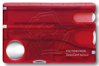Швейцарская карта Victorinox SwissCard Nailcare (0.7240.T) красный полупрозрачный коробка подарочная - купить недорого с доставкой в интернет-магазине