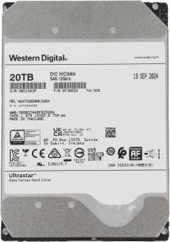 Жесткий диск WD SAS 3.0 20TB 0F38652 WUH722020BL5204 Server Ultrastar DC HC560 512E (7200rpm) 512Mb 3.5" - купить недорого с доставкой в интернет-магазине