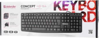 Клавиатура Defender HB-164 черный USB (45164) кабель 1.8м - купить недорого с доставкой в интернет-магазине