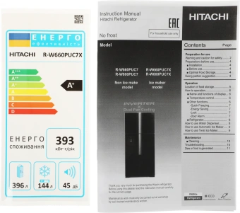 Холодильник Hitachi R-W660PUC7X GC 2-хкамерн. шампань глянц. инвертер - купить недорого с доставкой в интернет-магазине