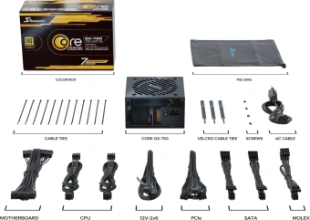 Блок питания Seasonic ATX 750W Core GX-750 80+ gold (20+4pin) APFC 120mm fan 6xSATA Cab Manag RTL - купить недорого с доставкой в интернет-магазине