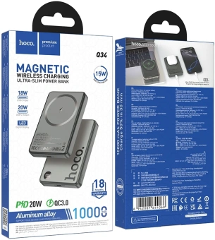 Мобильный аккумулятор Hoco Q34 Clever 10000mAh 20W 3A серый (44068) - купить недорого с доставкой в интернет-магазине