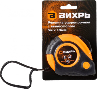 Рулетка строительная Вихрь 73/11/1/5 дл.полотна 5м изм.шкала в см зацеп простой оранжевый/черный - купить недорого с доставкой в интернет-магазине