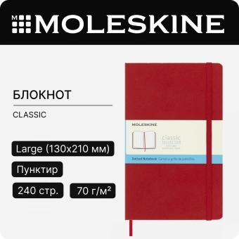 Блокнот Moleskine CLASSIC QP066F2 Large 130х210мм 240стр. пунктир твердая обложка красный - купить недорого с доставкой в интернет-магазине