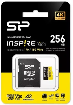 Флеш карта microSDXC 256GB Silicon Power SP256GBSTXLA2V1NSP Inspire V30 A2 + adapter - купить недорого с доставкой в интернет-магазине