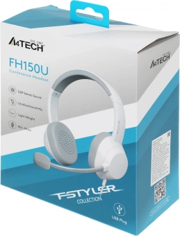 Наушники с микрофоном A4Tech Fstyler FH150U белый/серый 2м накладные USB оголовье (FH150U WHITE) - купить недорого с доставкой в интернет-магазине
