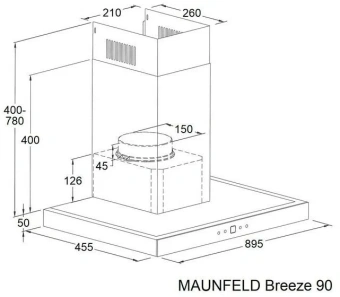 Вытяжка каминная Maunfeld Breeze 90 Inox нержавеющая сталь управление: сенсорное (1 мотор) - купить недорого с доставкой в интернет-магазине