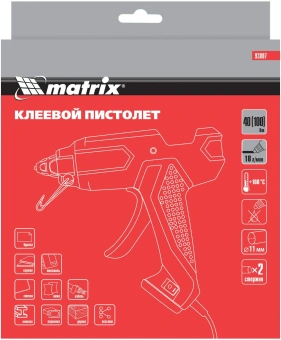 Клеевой пистолет Matrix 93007 100Вт 18гр/мин стерж.:11мм - купить недорого с доставкой в интернет-магазине