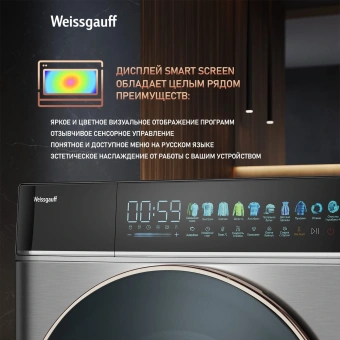 Стиральная машина Weissgauff WM 58411 Direct Drive Inverter Premium класс: A+++ загр.фронтальная макс.:11кг темно-серебристый инвертор - купить недорого с доставкой в интернет-магазине