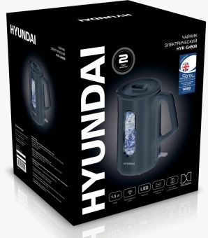 Чайник электрический Hyundai HYK-G4508 1.5л. 1700Вт серый/прозрачный корпус: стекло - купить недорого с доставкой в интернет-магазине