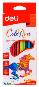 Карандаши цв. Deli EC00100 ColoRun трехгран. пластик 12цв. коробка/европод. (12шт) - купить недорого с доставкой в интернет-магазине