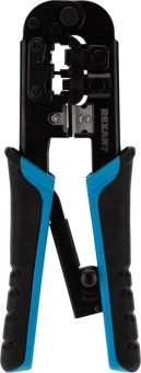 Инструмент обжимной Rexant HT-568R 12-3432-1 для RJ-45/RJ-12/RJ-11 (упак:1шт) черный/синий - купить недорого с доставкой в интернет-магазине