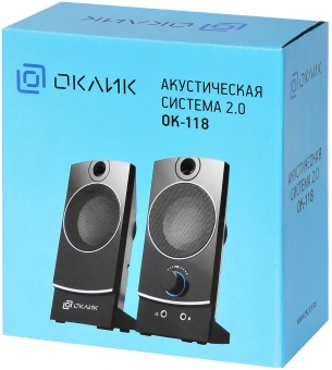 Колонки Оклик OK-118 2.0 черный 4Вт - купить недорого с доставкой в интернет-магазине