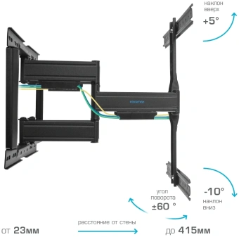 Кронштейн для телевизора Kromax Ultra Slim-102 черный 32"-90" макс.60кг настенный поворот и наклон - купить недорого с доставкой в интернет-магазине
