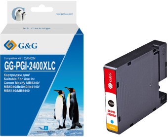Картридж струйный G&G GG-PGI-2400XLC PGI-2400XL C голубой (20.4мл) для Canon Maxify iB4040/iB4140/МВ5040/MB5140/МВ5340/MB5440 - купить недорого с доставкой в интернет-магазине