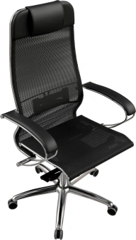 Кресло Метта Samurai S-1 черный сиденье черный сетка с подголов. крестов. металл хром - купить недорого с доставкой в интернет-магазине