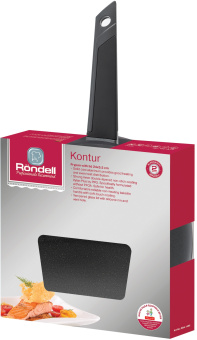 Сковорода Rondell Kontur RDA-1488 круглая 28см покрытие: Xylan Plus ручка несъемная (с крышкой) графитовый - купить недорого с доставкой в интернет-магазине