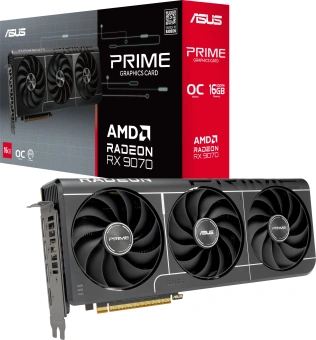 Видеокарта Asus PCI-E 5.0 PRIME-RX9070-O16G-EVO AMD Radeon RX 9070 16Gb 256bit GDDR6 2120/20000 HDMIx1 DPx3 HDCP Ret - купить недорого с доставкой в интернет-магазине
