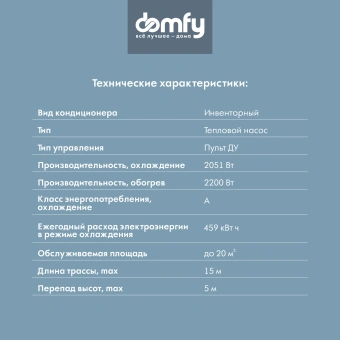 Сплит-система Domfy DCW-AC-07-1i белый - купить недорого с доставкой в интернет-магазине