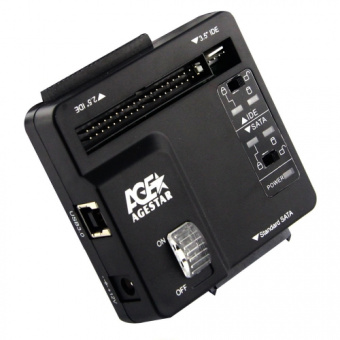 Адаптер-переходник для HDD/SSD AgeStar 3FBCP SATA IDE USB3.0 пластик черный - купить недорого с доставкой в интернет-магазине