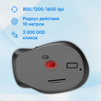 Мышь Оклик 504MW черный/серый оптическая 1600dpi silent беспров. USB 6but (2004736) - купить недорого с доставкой в интернет-магазине